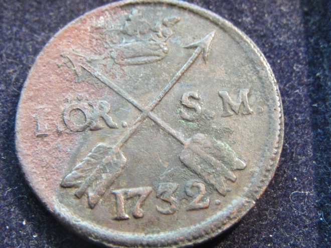 1 öre 1732. Frederik I. Ruotsi-Sweden