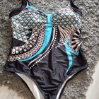 Musta kuosillinen Swimsuit / Uimapuku / Uima-asu - koko XXL - pikkukuva 1