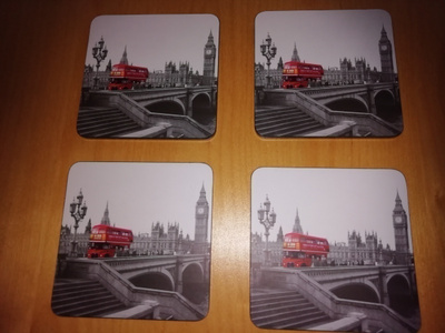 Lontoo 4 kpl lasinalunen 10,5cm x 10,5cm