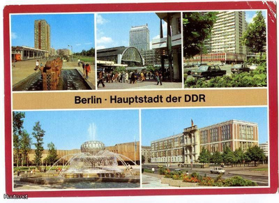 Vanha monikuvapostikortti Berliini 1970-80 lukua