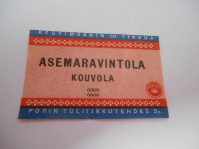 TT Etiketti Puijo Asemaravintola Kouvola