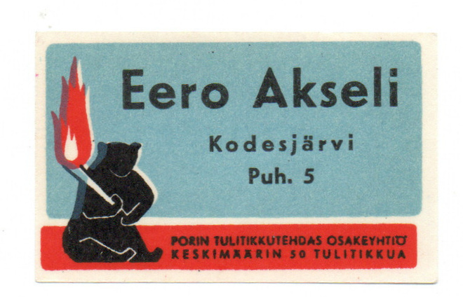 Porin Tulitikkutehdas EERO AKSELI. KODESJOKI
