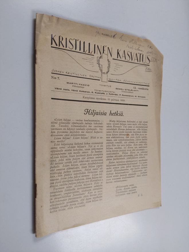 Kristillinen kasvatus N:o 7/1938