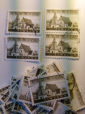 Malli 1963 Lammin kirkko oliivi postimerkki 0,50 markka