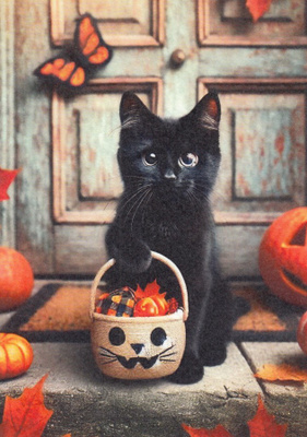Halloween musta kissa, karkki vai kepponen