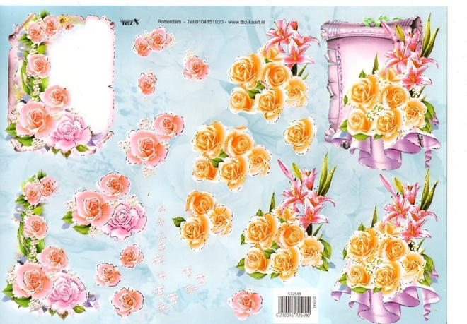 3D °°KAUNIIT RUUSUNKUKAT°° /TBZ "ripaus kultasävyä"