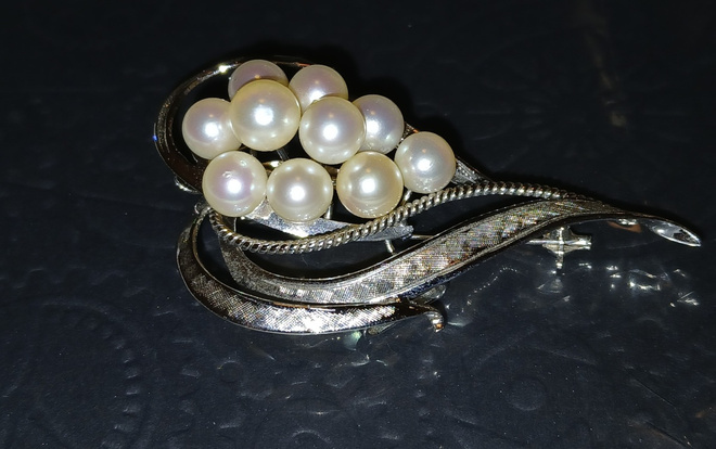 Vintage hopea Helmi riipus solki rintakoru Sterling