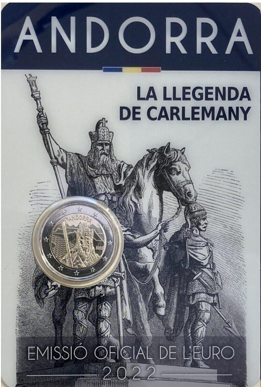 ** ANDORRA 2€ 2022 Charlemagne kortissa **