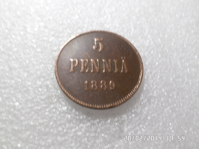 5 penniä 1889 Siistikuntoinen hieman patinoitunut,