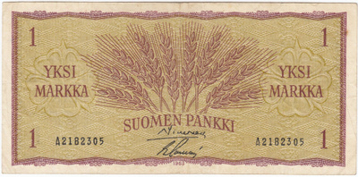 1 Markka 1963 A-sarjaa, kl.4, Sacklén!