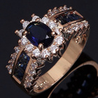 62 .. 18k Kulta Duble Blue Sapphire / Crystal .. Sormus - pikkukuva 1