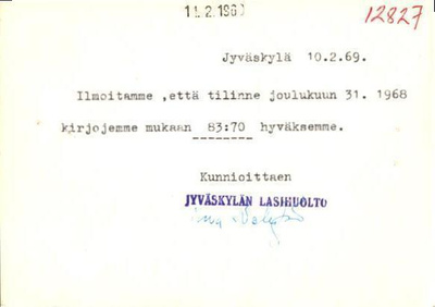 EHIÖKORTTI 0,25MK JYVÄSKYLÄ LASIHUOLTO