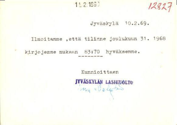 EHIÖKORTTI 0,25MK JYVÄSKYLÄ LASIHUOLTO