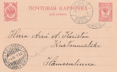 1912, Postikortti Enso--Hämeenlinna