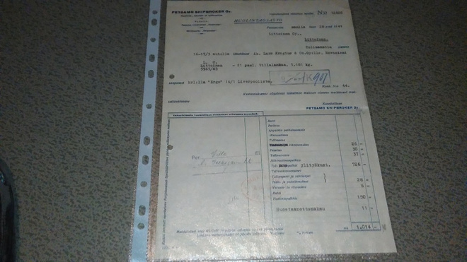 Petsamo Shipbroker Oy Asiakirja 1941