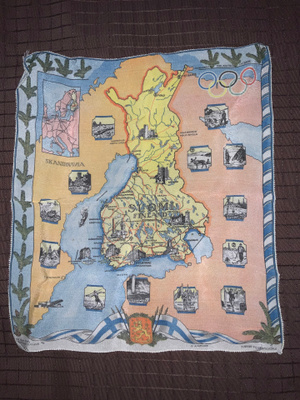 Helsingin olympialaisten 1940 muistoliina/karttahuivi