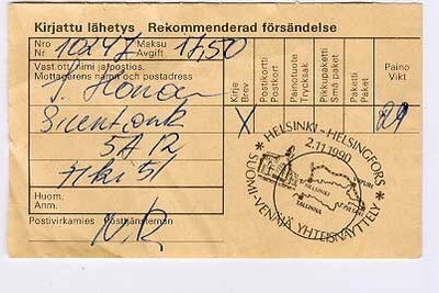 1990 Suomi-Venäjä-yhteisnäyttely kirjauskuitilla