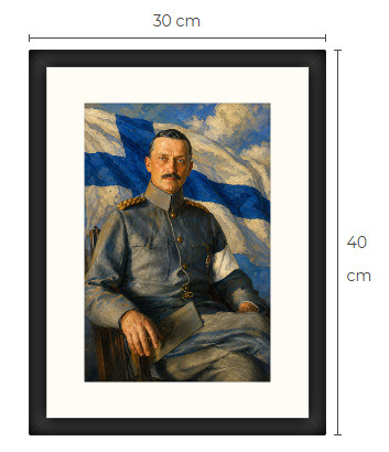 Uusi Mannerheim art print kehystetty 30 cm x 40 cm