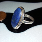 Vanhaa lapis lazuli kivi hopea sormus 925 - pikkukuva 2