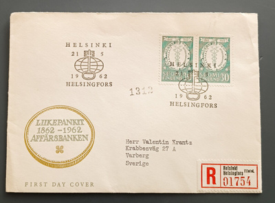 1960 FDC Liikepankit kahdella merkillä, R-kuori