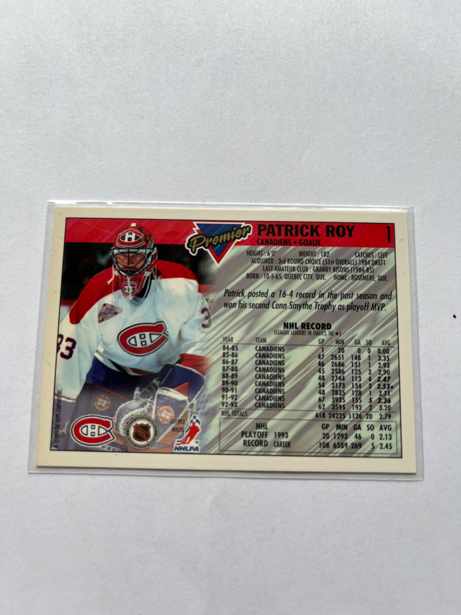 1993-94 Topps Premier Patrick Roy #1