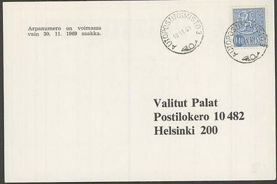 AUTOPOSTITOIMISTO 3 1969 postikortti
