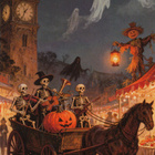 Halloween luurangot soittavat musiikkia - pikkukuva 1