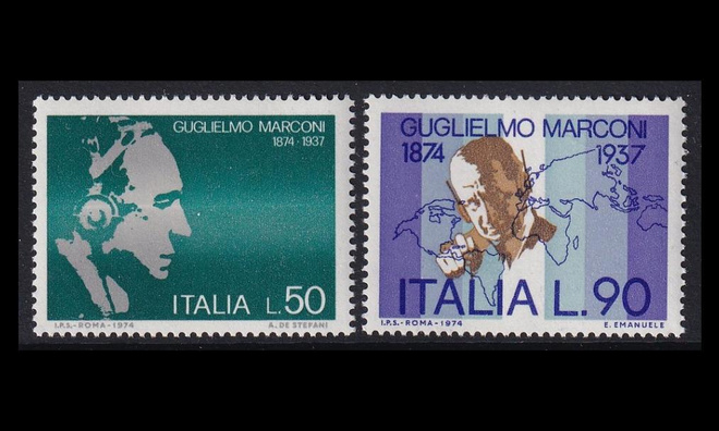 Italia 1438-9 ** Guglielmo Marconi (1974)