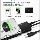 2,5/3,5" SATA - USB 3.0 kovalevyadapteri & virtalähde #31519 - pikkukuva 2