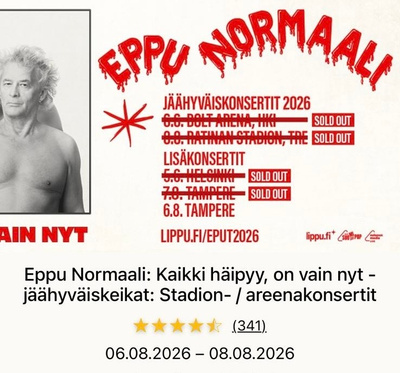 Eppu Normaali lauantaina 8.8.26, 2 lippua JEE&JEE katsomo