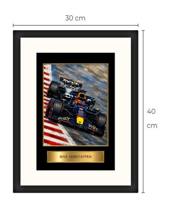 Uusi Max Verstappen F1 art print kehystetty 30 cm x 40 cm