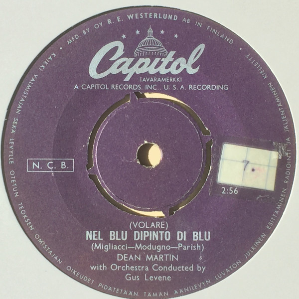 7” SINGLE SUOMI Dean Martin (Volare) Nel Blu Dipinto Di Blu
