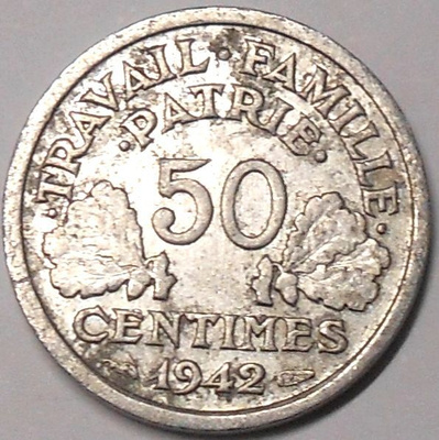 France. 50 centimes 1942.