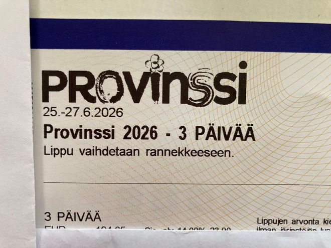 Provinssi 2026 lippu 3 päivää