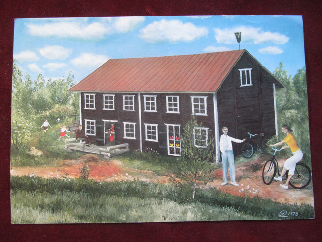 Piika ja Renki. Mustila-Elimäki. Mainoskortti