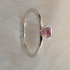 Spinning jewelry. 925 hopea sydän sormus pinkki kivi. 16,5mm - pikkukuva 5