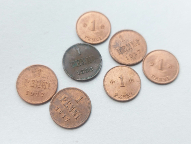 1 penni - 1888-1919 - 7 kpl.