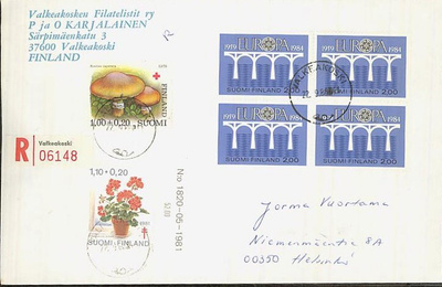 1984 Eurooppa 2,l0 mk nelilö ym R-kirje