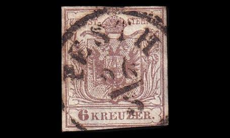 Itävalta 4_X o Vaakuna 6 Kr PESTH (1850)