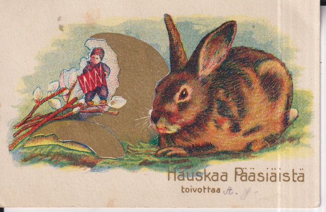 Hauskaa Pääsiäistä, toivottaa, Jänö - haitari soi    e42