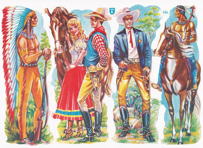 WK 656 Intiaani Cowboy Hevonen Kiiltokuva-arkki