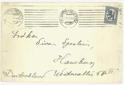 1920 50p sininen kirje Saksaan