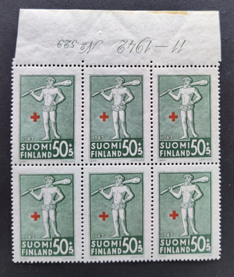 1943 Punainen Risti 50p+5p numerokuusilo **