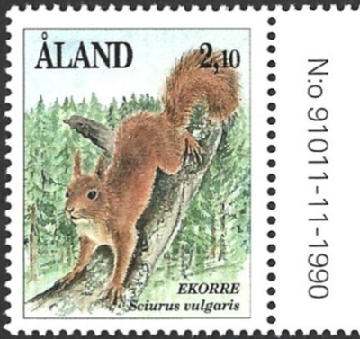 Åland 1991 Nisäkkäitä 2,10 mk välilöpari numero ** LaPe 045