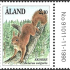 Åland 1991 Nisäkkäitä 2,10 mk välilöpari numero ** LaPe 045 - pikkukuva 1