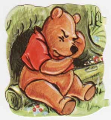 EO 9006 / DISNEY: Nalle Puh kiukuttelee puunrungolla.