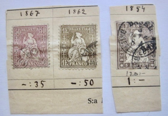 3 kpl Sveitsi Switzerand 1854 - 1867