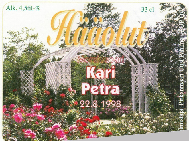 Olutetiketti  Kari Petra 1998 Hääolut c9