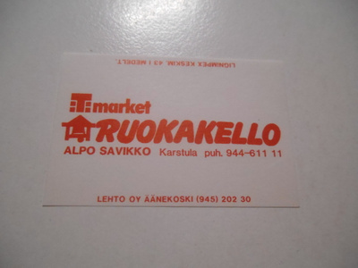 TT Etiketti T-market Ruokakello Karstula