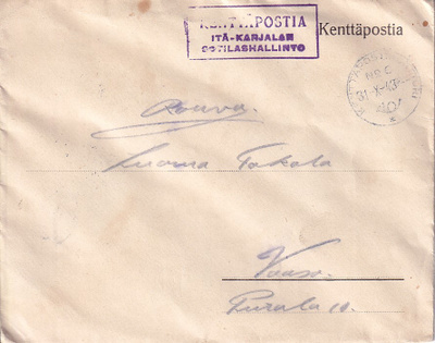 ITÄ-KARJALA SOTILASHALLINTO LEIMA  KPNO6
